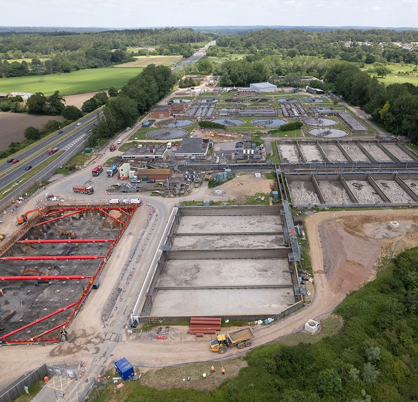 Aerial view of Holdenhurst water recycling centre